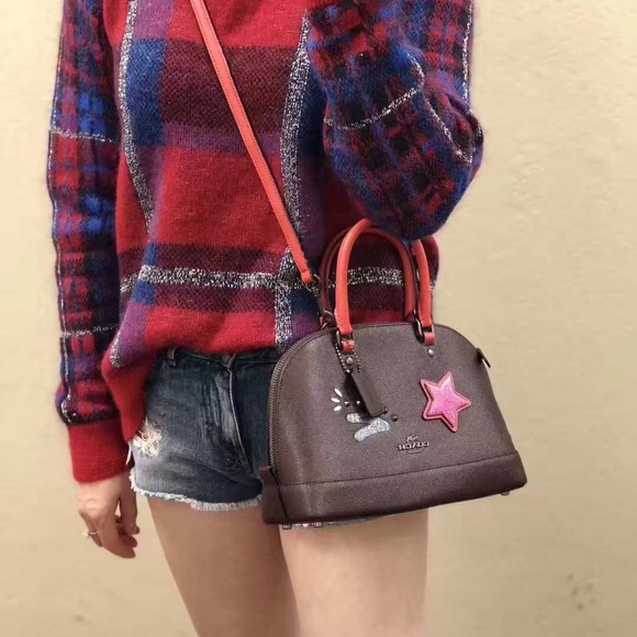 NWT COACH BEAR MINI SIERRA OXBLOOD LEATHER SATCHEL SHOULDER BAG CROSSBODY F23530 - Picture 7 of 8